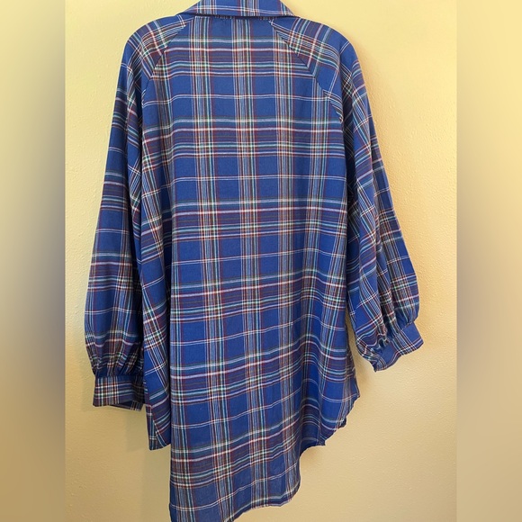 Ladies Plaid Button Down 90's Style Top Size XL - Picture 2 of 9